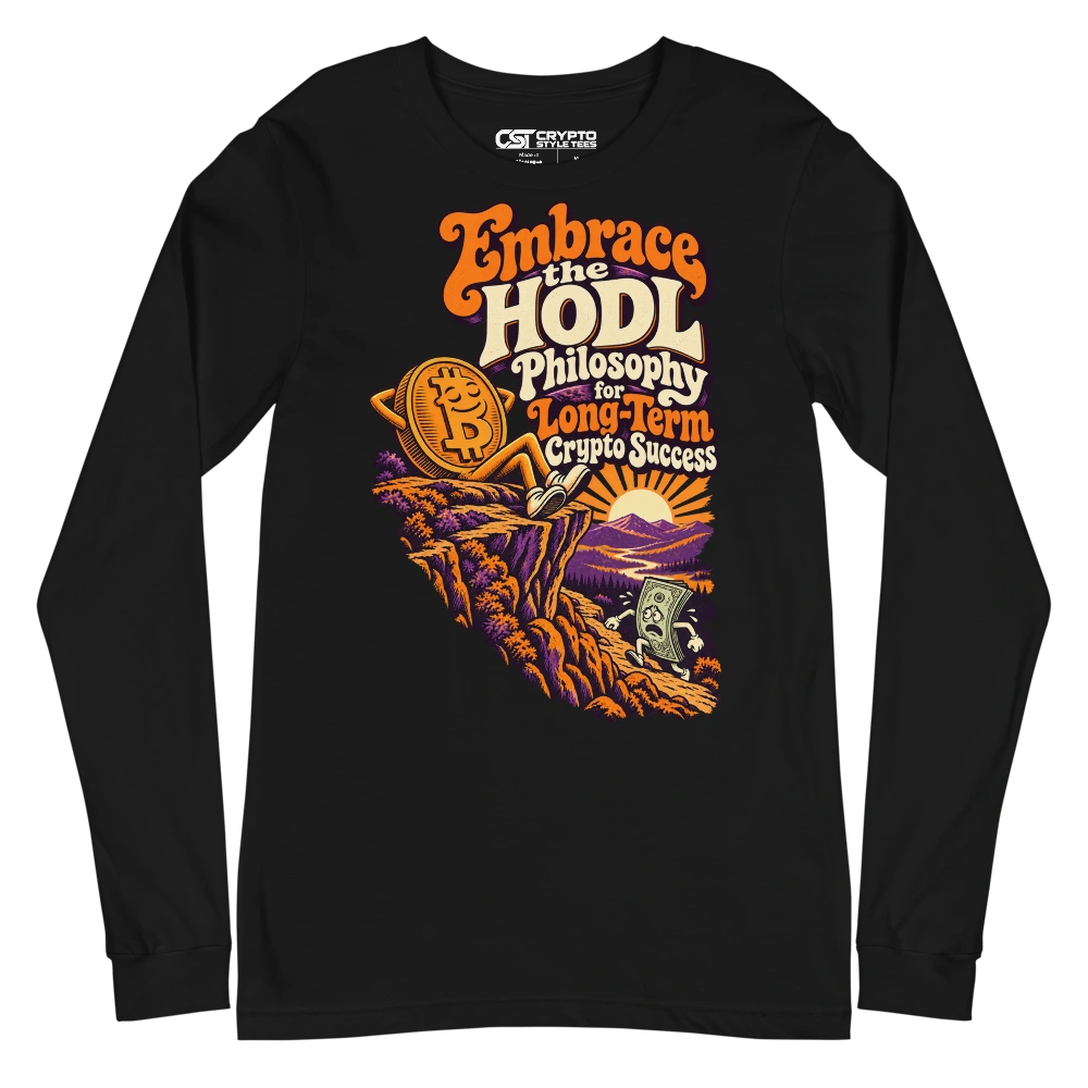 Embrace the HODL Philosophy for Long-Term Crypto Success Long Sleeve T-shirt in Black