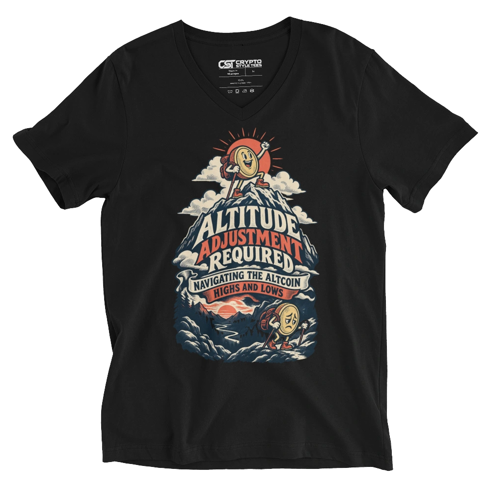 Altitude Adjustment Required Navigating the Altcoin Highs and Lows V-neck T-shirt in Black