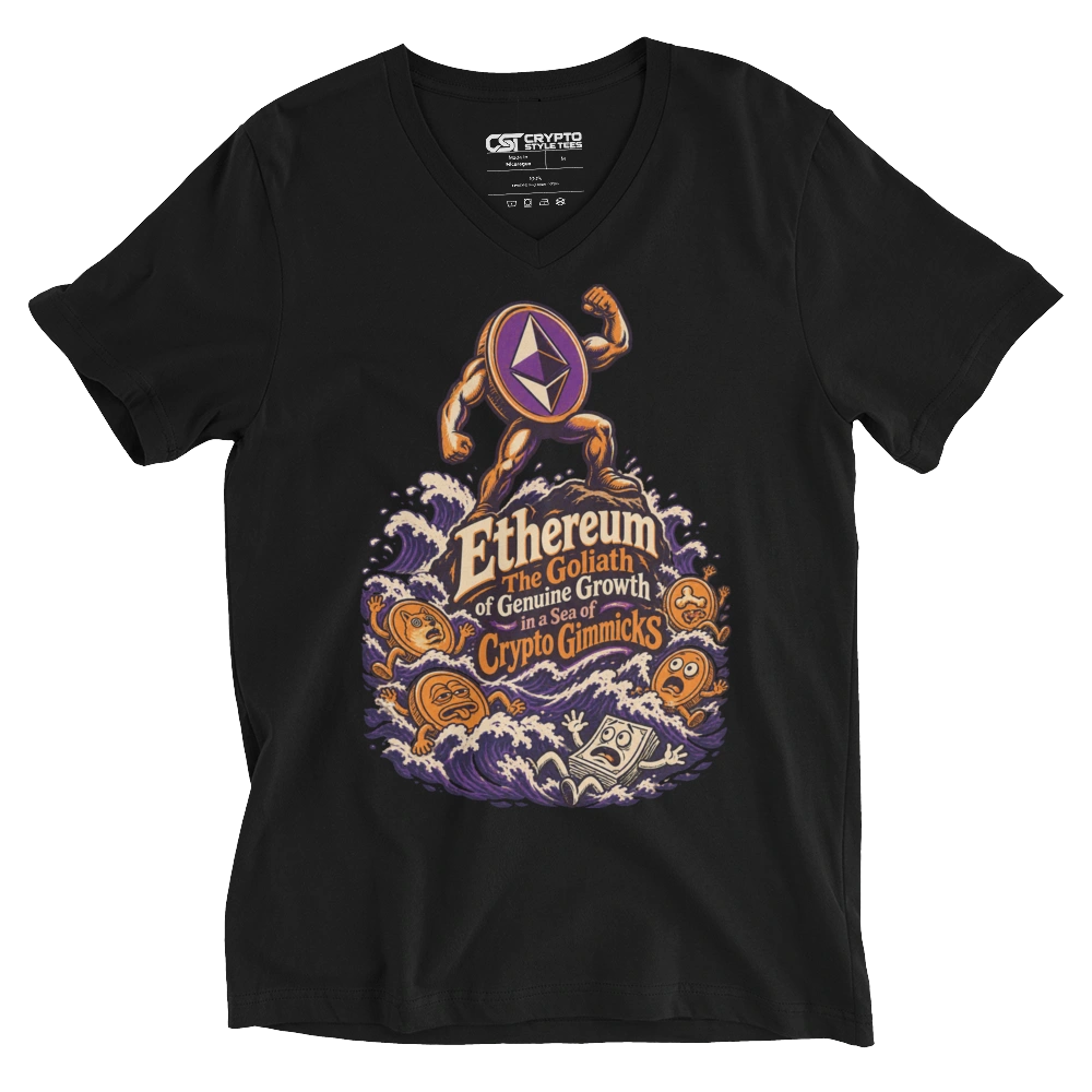 Ethereum The Goliath of Genuine Growth in a Sea of Crypto Gimmicks V-neck T-shirt