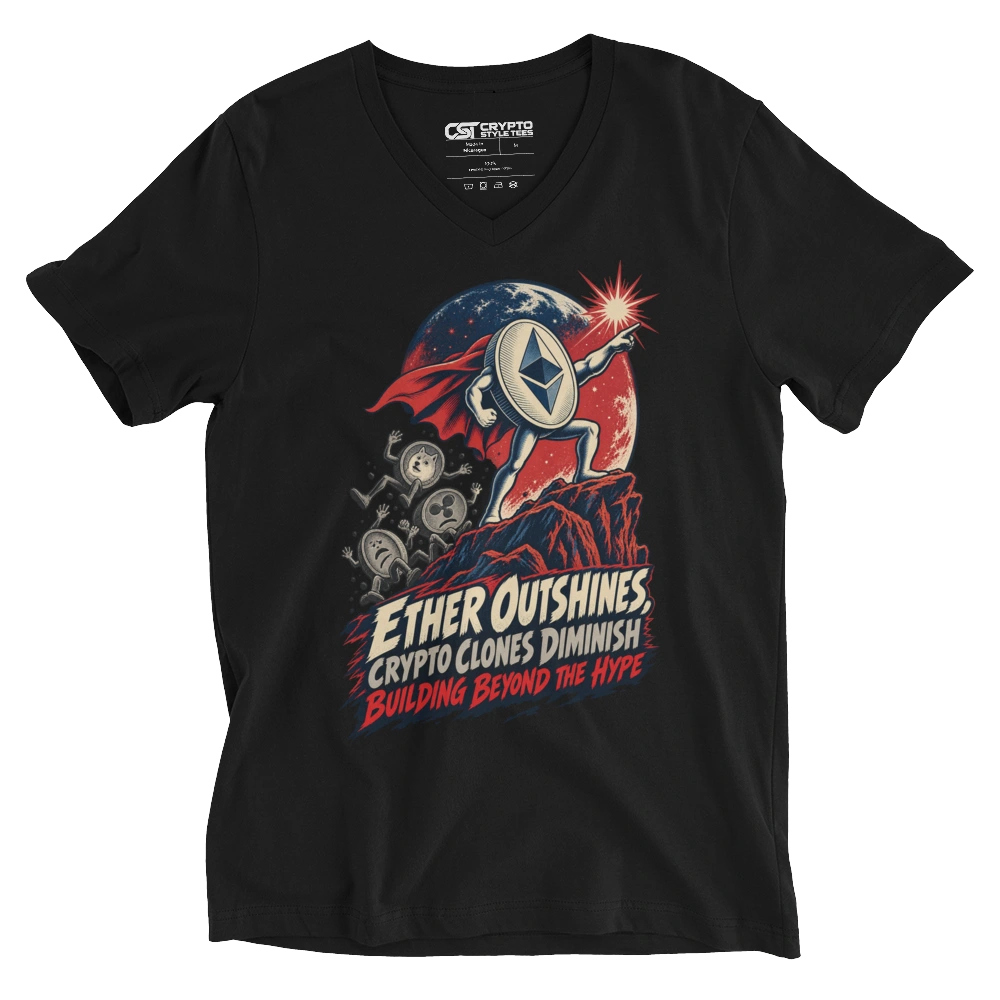 Ether Outshines, Crypto Clones Diminish Building Beyond the Hype V-neck T-shirt in Black