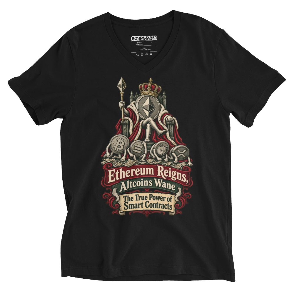 Ethereum Reigns, Altcoins Wane The True Power of Smart Contracts V-neck T-shirt in Black
