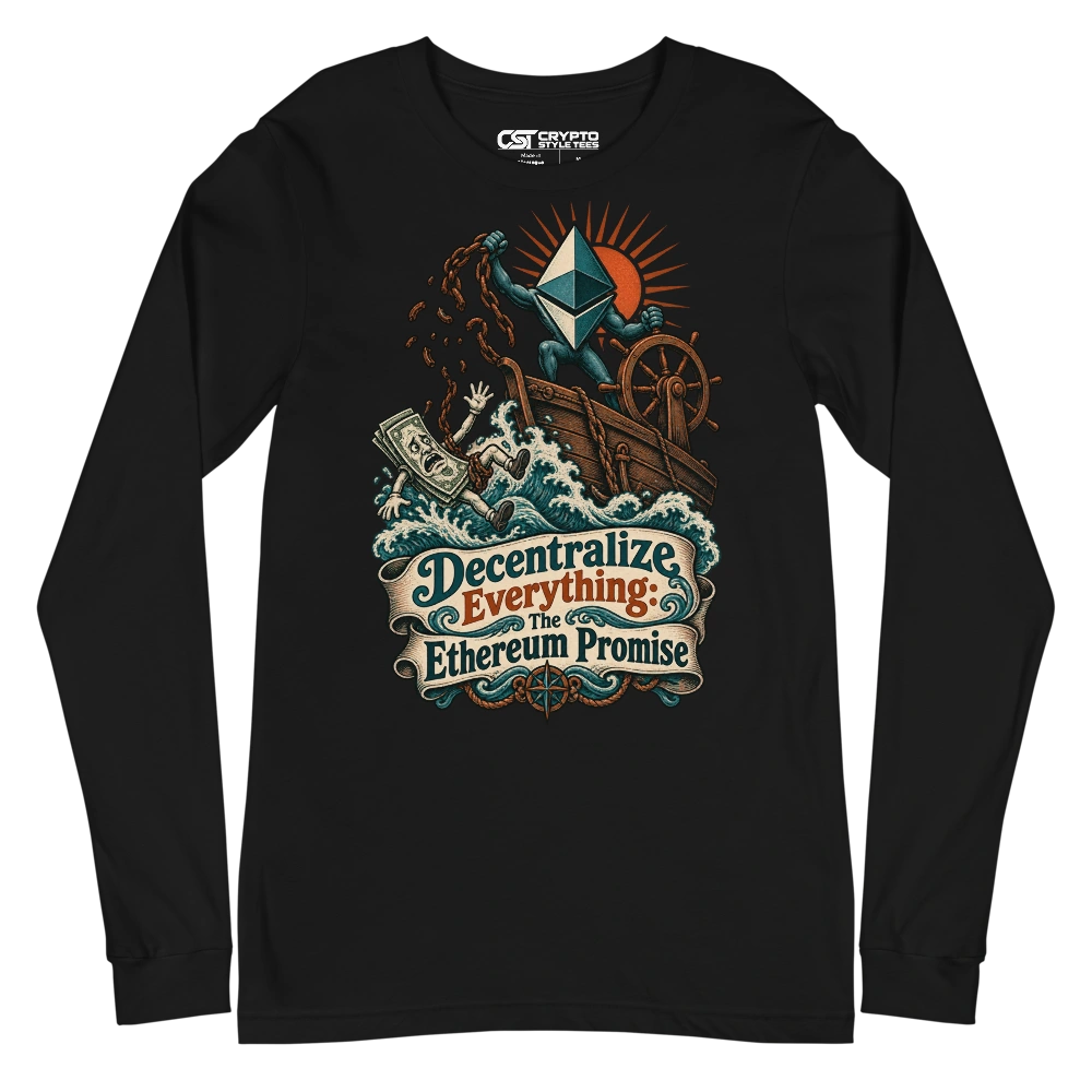 Decentralize Everything: The Ethereum Promise Long Sleeve T-shirt in Black