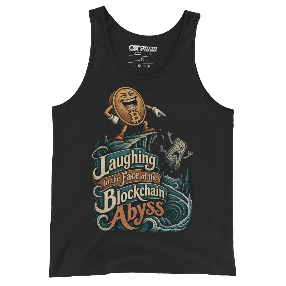 Laughing in the Face of the Blockchain Abyss Tank Top in Black