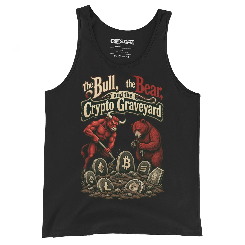 The Bull, the Bear, and the Crypto Graveyard Tank Top in Black