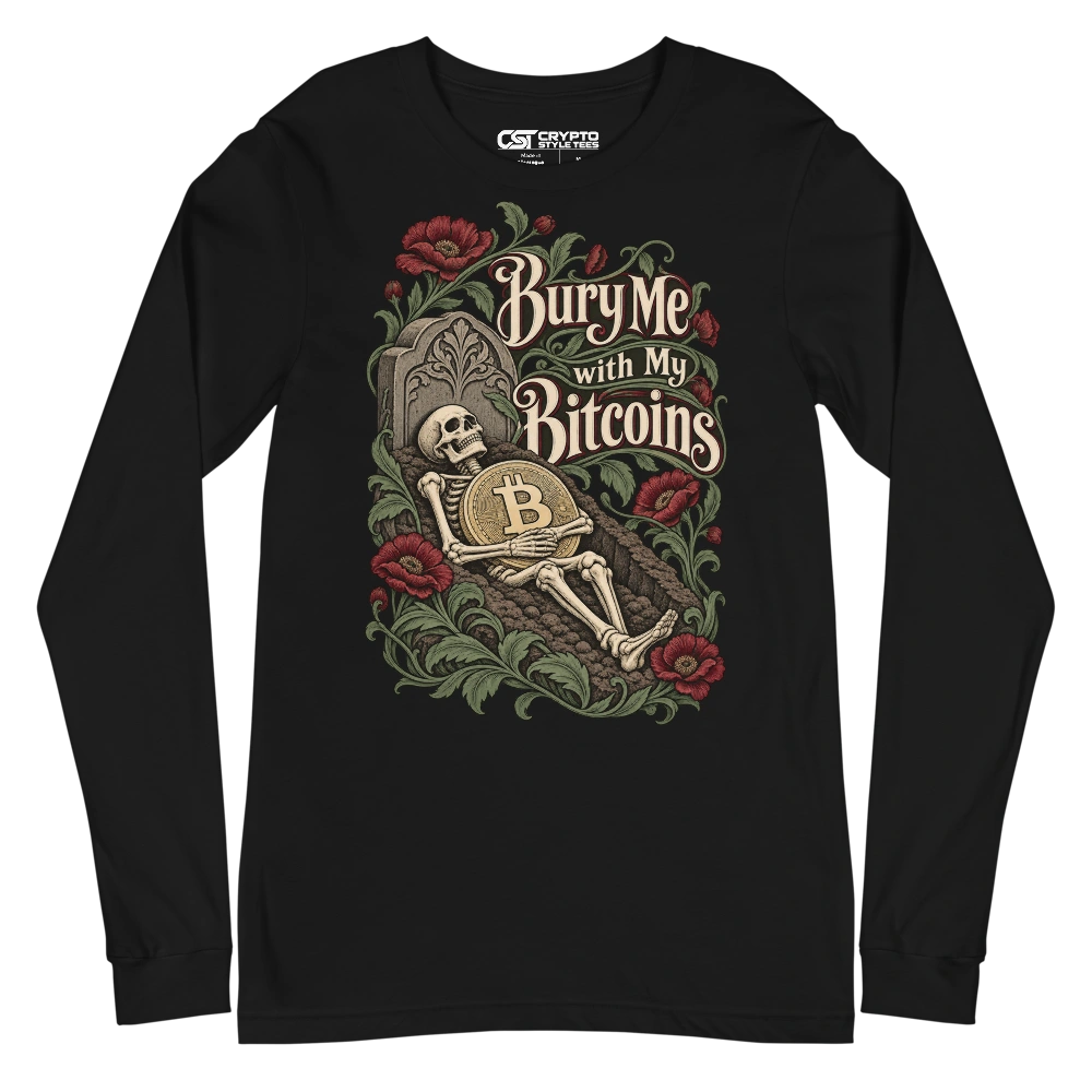 Bury Me with My Bitcoins Long Sleeve T-shirt in Black