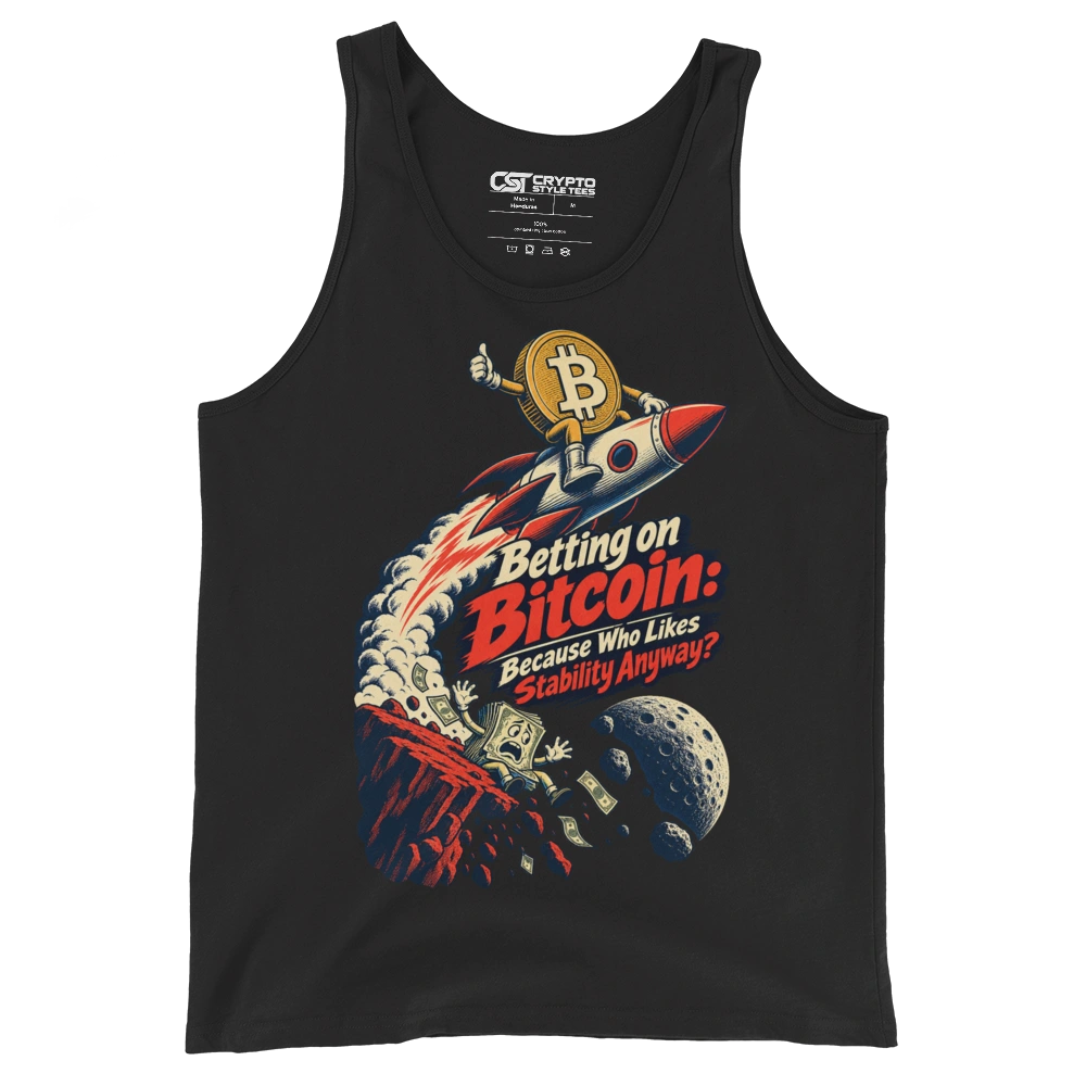 Betting on Bitcoin: Because Who Likes Stability Anyway? Tank Top in Black