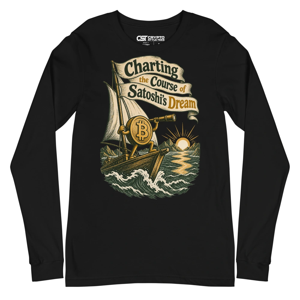 Charting the Course of Satoshi’s Dream Long Sleeve T-shirt in Black