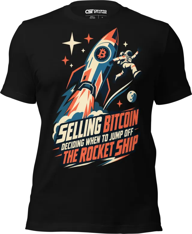 Selling Bitcoin Deciding When to Jump Off the Rocket Ship T Shirt in Black