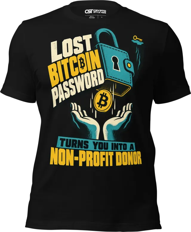 Lost Bitcoin Password Turns You Into a Non-Profit Donor T Shirt in Black