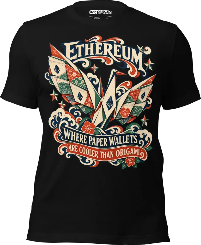 Ethereum Where Paper Wallets Are Cooler Than Origami T Shirt in Black