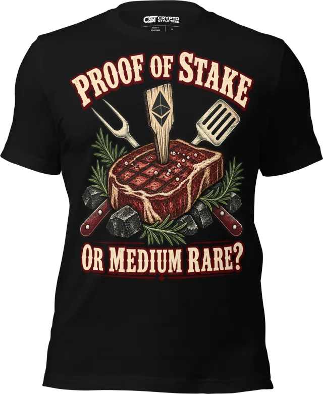 Proof of Stake or Medium Rare? T Shirt in Black
