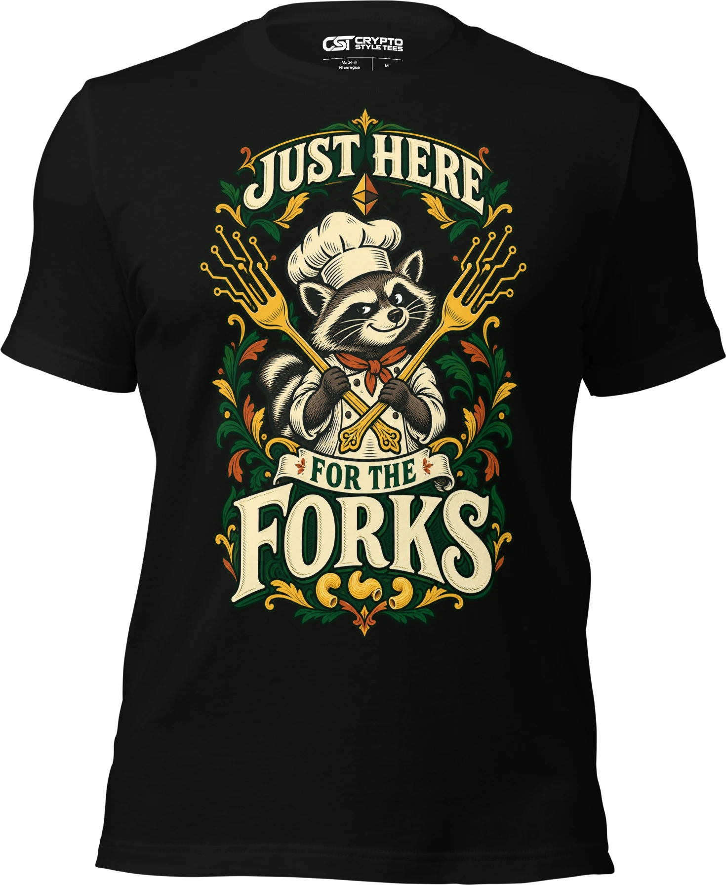Just Here for the Forks T Shirt in Black