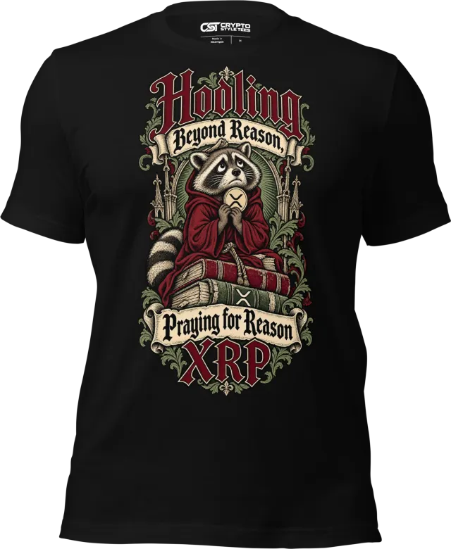 Hodling Beyond Reason, Praying for Reason XRP T Shirt in Black