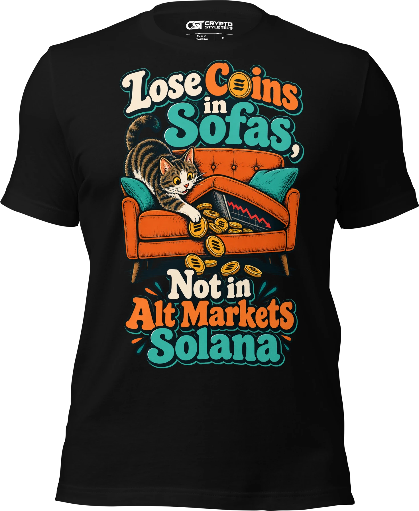 Lose Coins in Sofas, Not in Alt Markets Solana T Shirt in Black