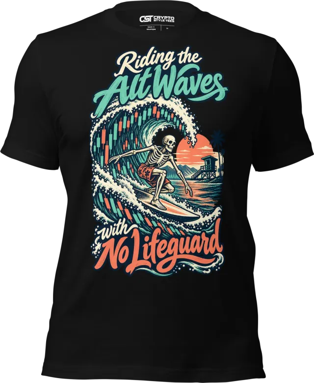 Riding the Alt Waves with No Lifeguard T Shirt in Black