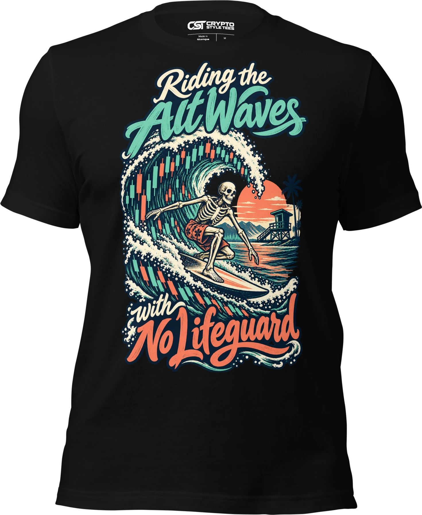 Riding the Alt Waves with No Lifeguard T Shirt in Black