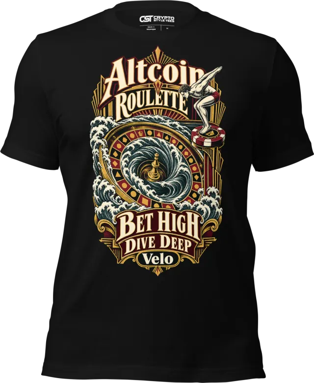 Altcoin Roulette Bet High Dive Deep Velo T Shirt in Black