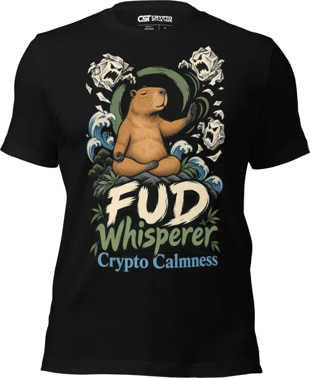 FUD Whisperer Crypto Calmness T Shirt in Black