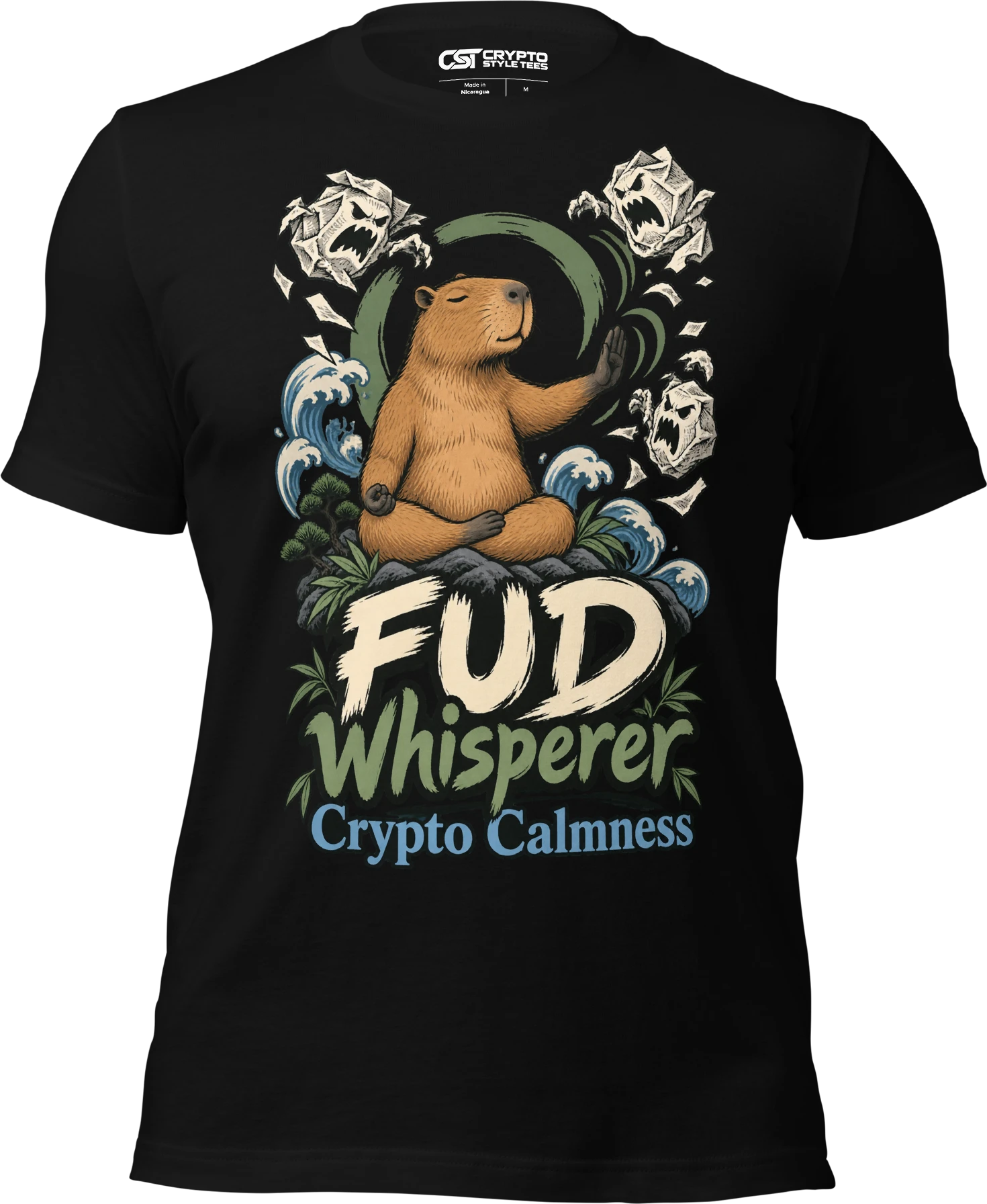 FUD Whisperer Crypto Calmness T Shirt in Black