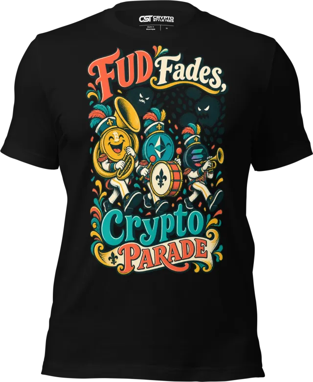 FUD Fades, Crypto Parade T Shirt in Black