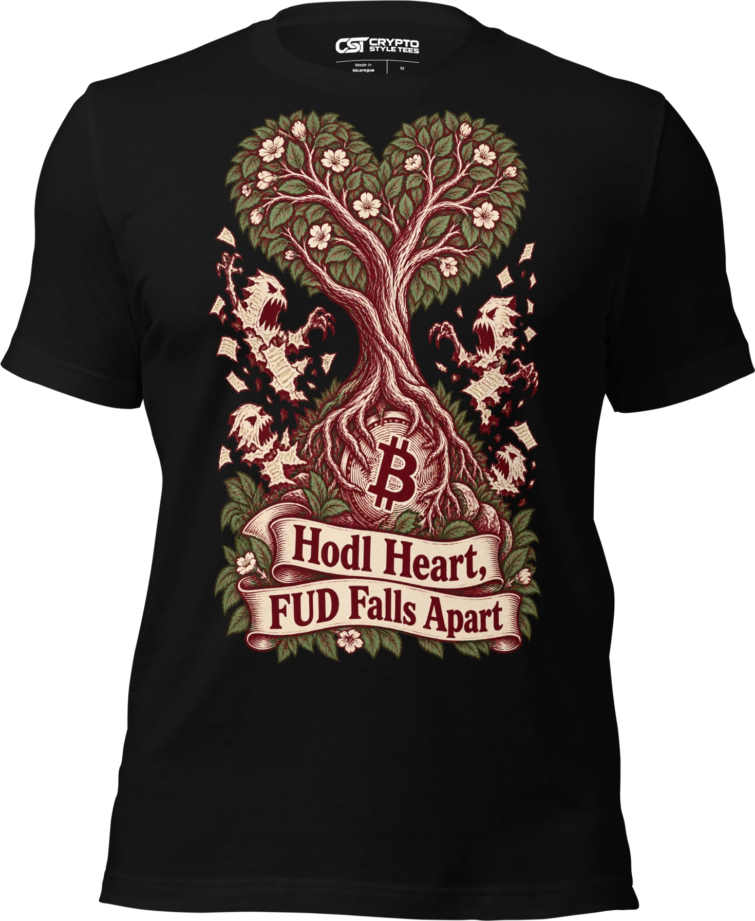 Hodl Heart, FUD Falls Apart T Shirt in Black