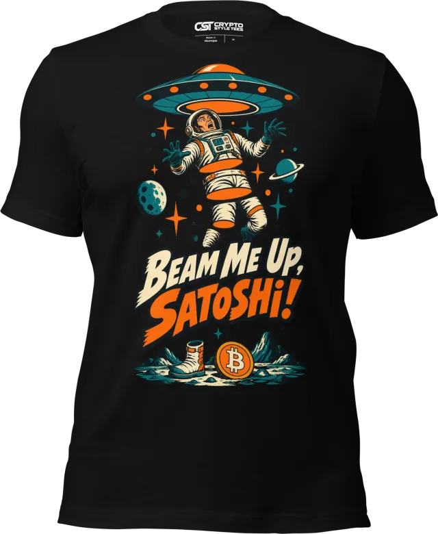 Beam Me Up, Satoshi! T Shirt in Black