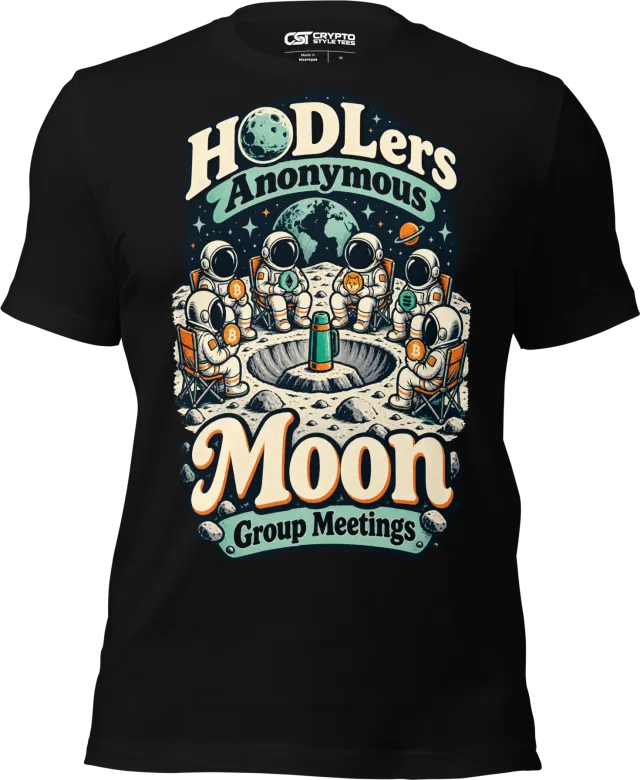 HODLers Anonymous Moon Group Meetings T Shirt in Black