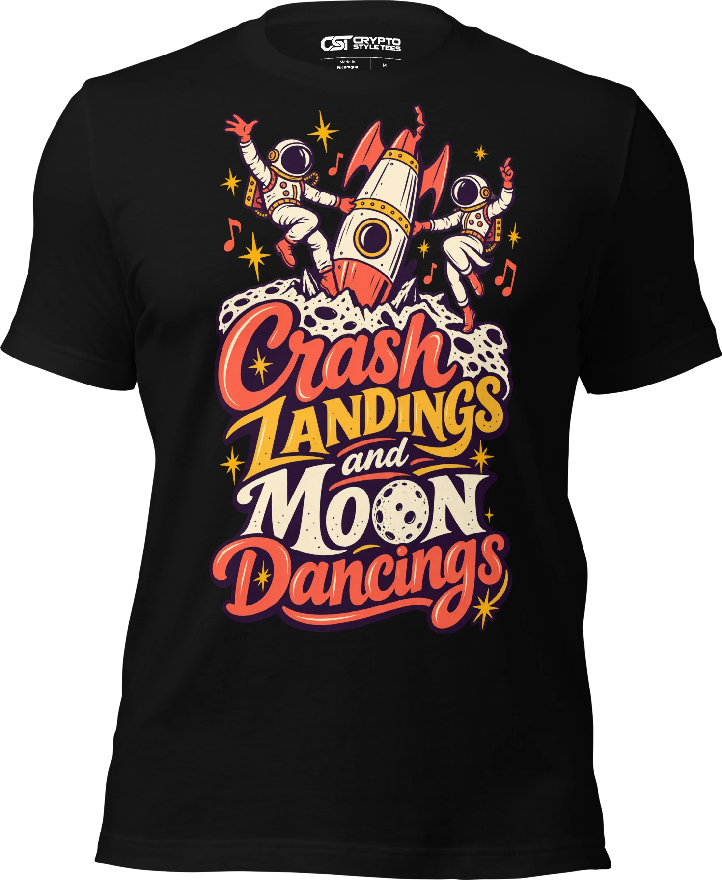 Crash Landings and Moon Dancings T Shirt in Black