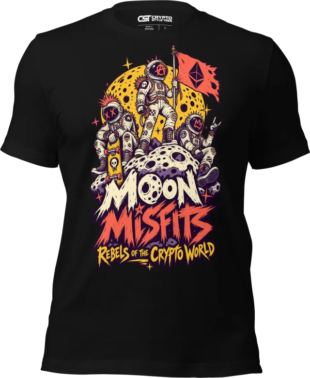 Moon Misfits Rebels of the Crypto World T Shirt in Black
