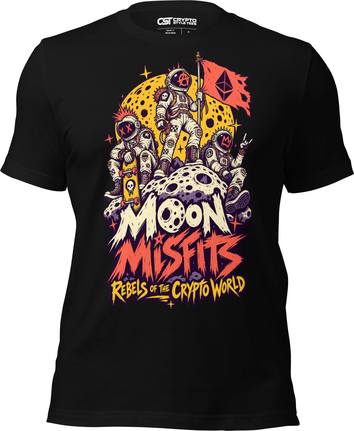 Moon Misfits Rebels of the Crypto World T Shirt in Black