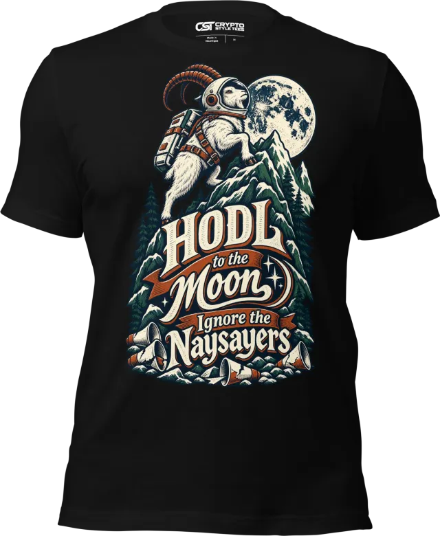 HODL to the Moon Ignore the Naysayers T Shirt in Black
