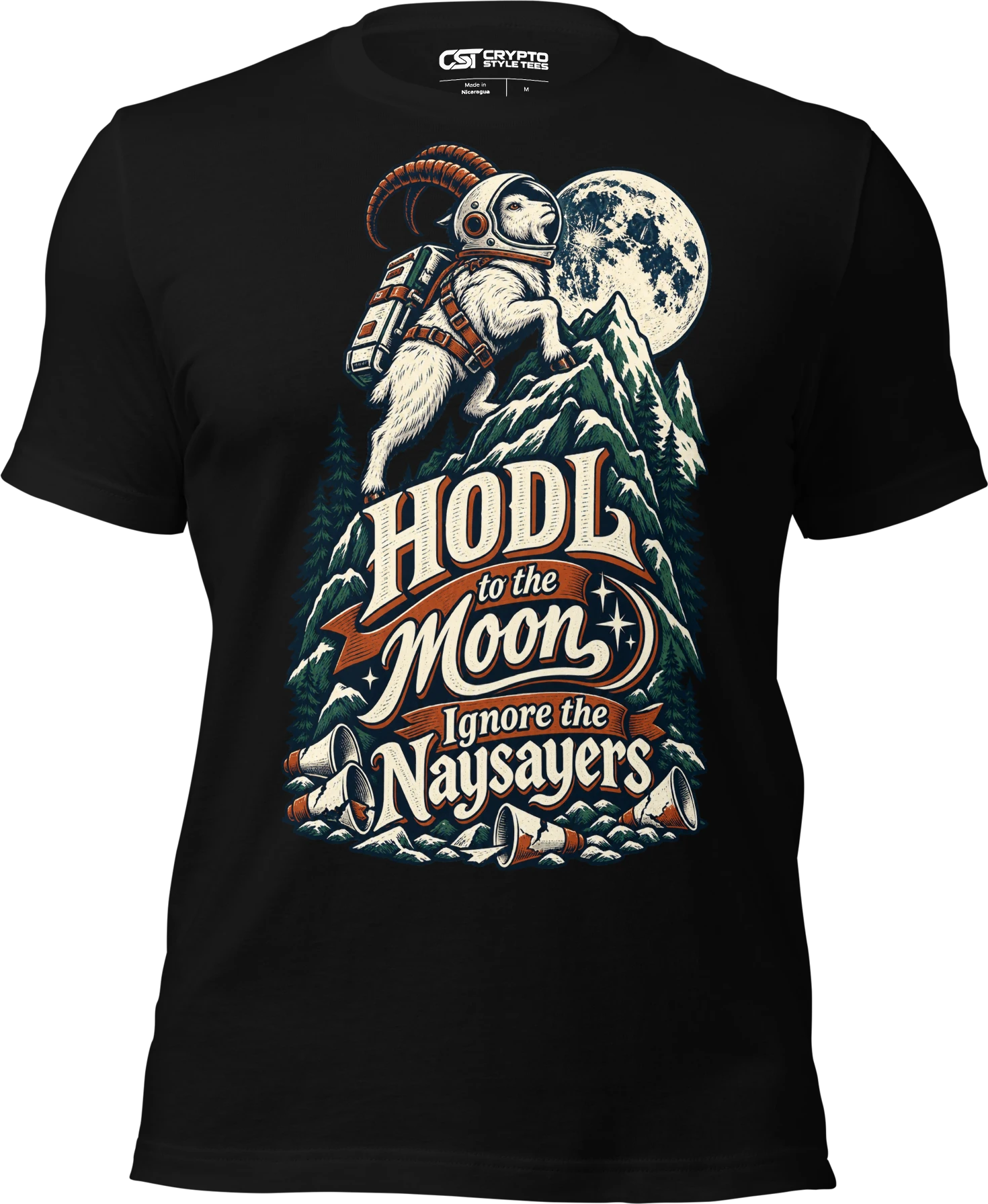 HODL to the Moon Ignore the Naysayers T Shirt in Black