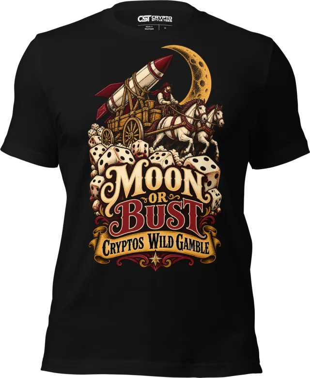 Moon or Bust Cryptos Wild Gamble T Shirt in Black