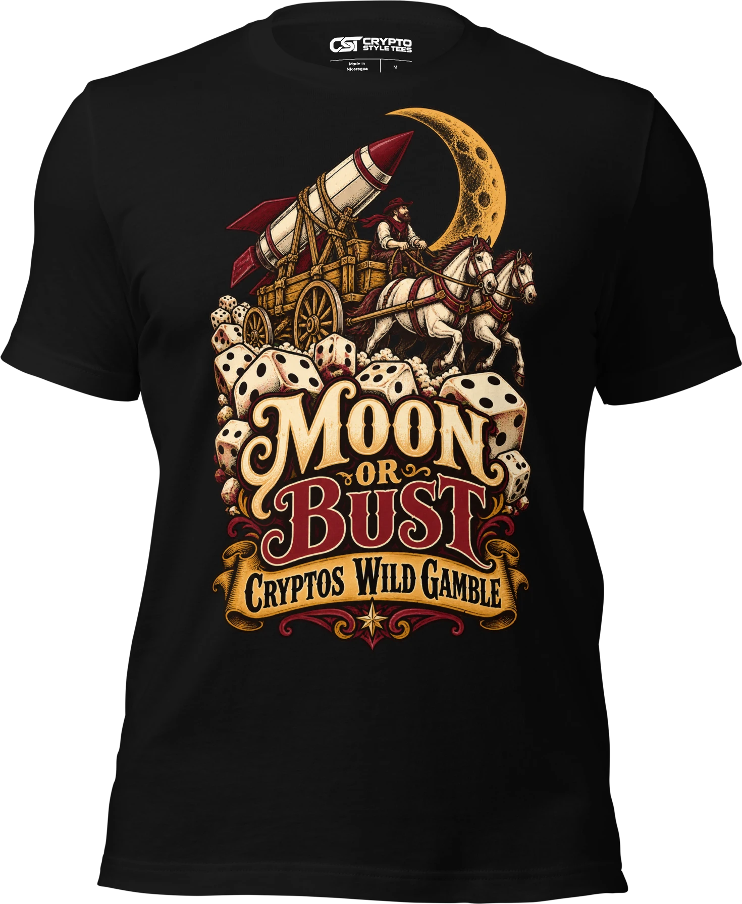 Moon or Bust Cryptos Wild Gamble T Shirt