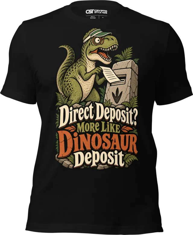 Direct Deposit? More Like Dinosaur Deposit T Shirt in Black