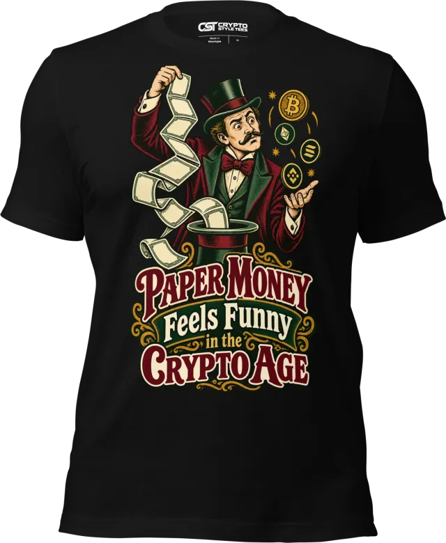 Paper Money Feels Funny in the Crypto Age T Shirt in Black