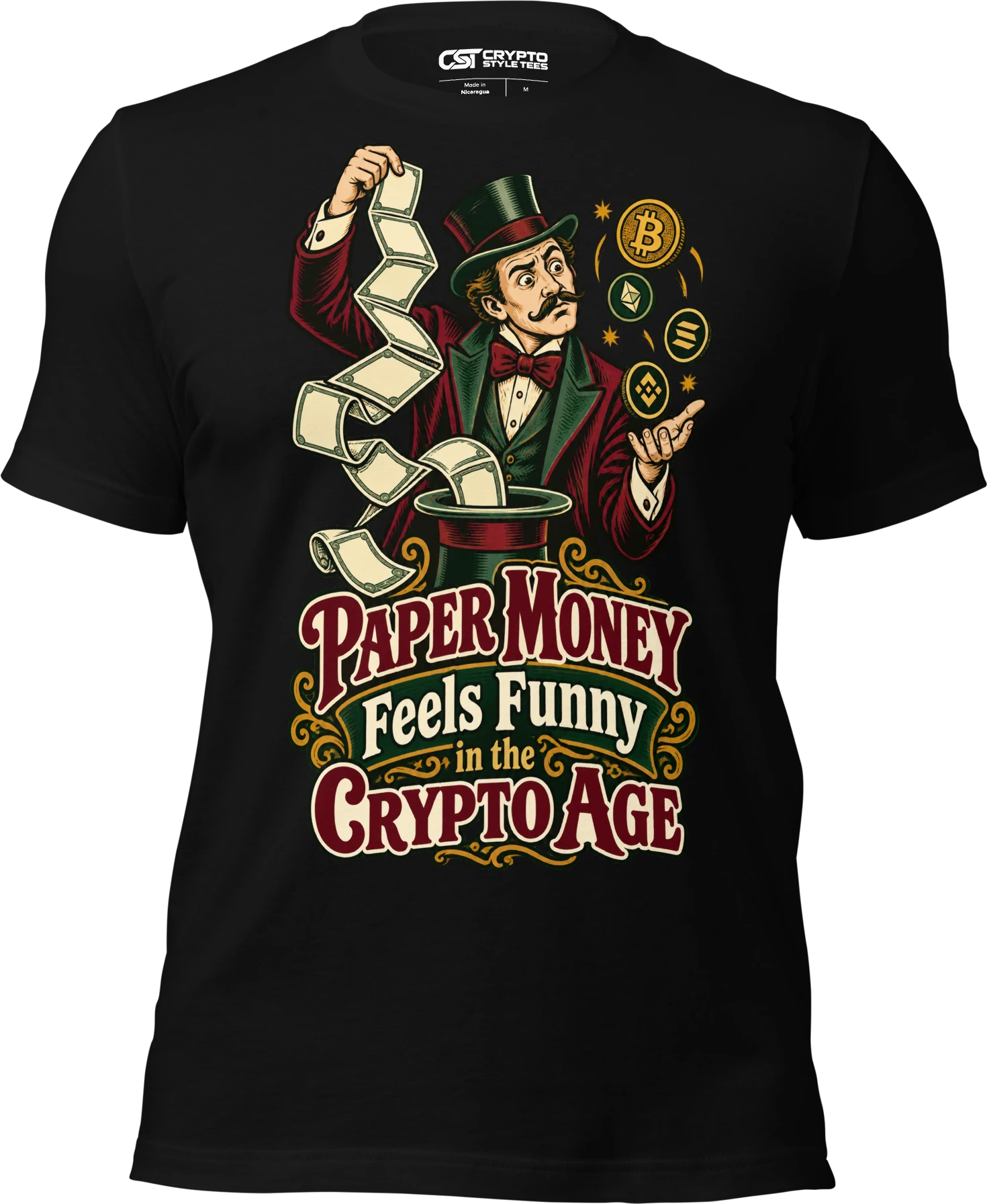 Paper Money Feels Funny in the Crypto Age T Shirt in Black