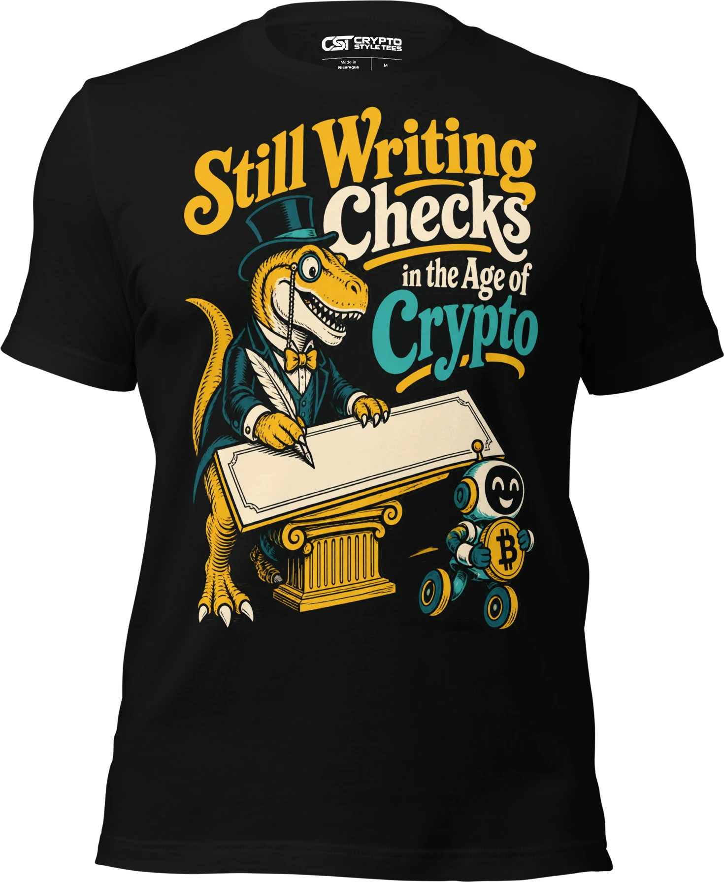 Still Writing Checks in the Age of Crypto T Shirt in Black