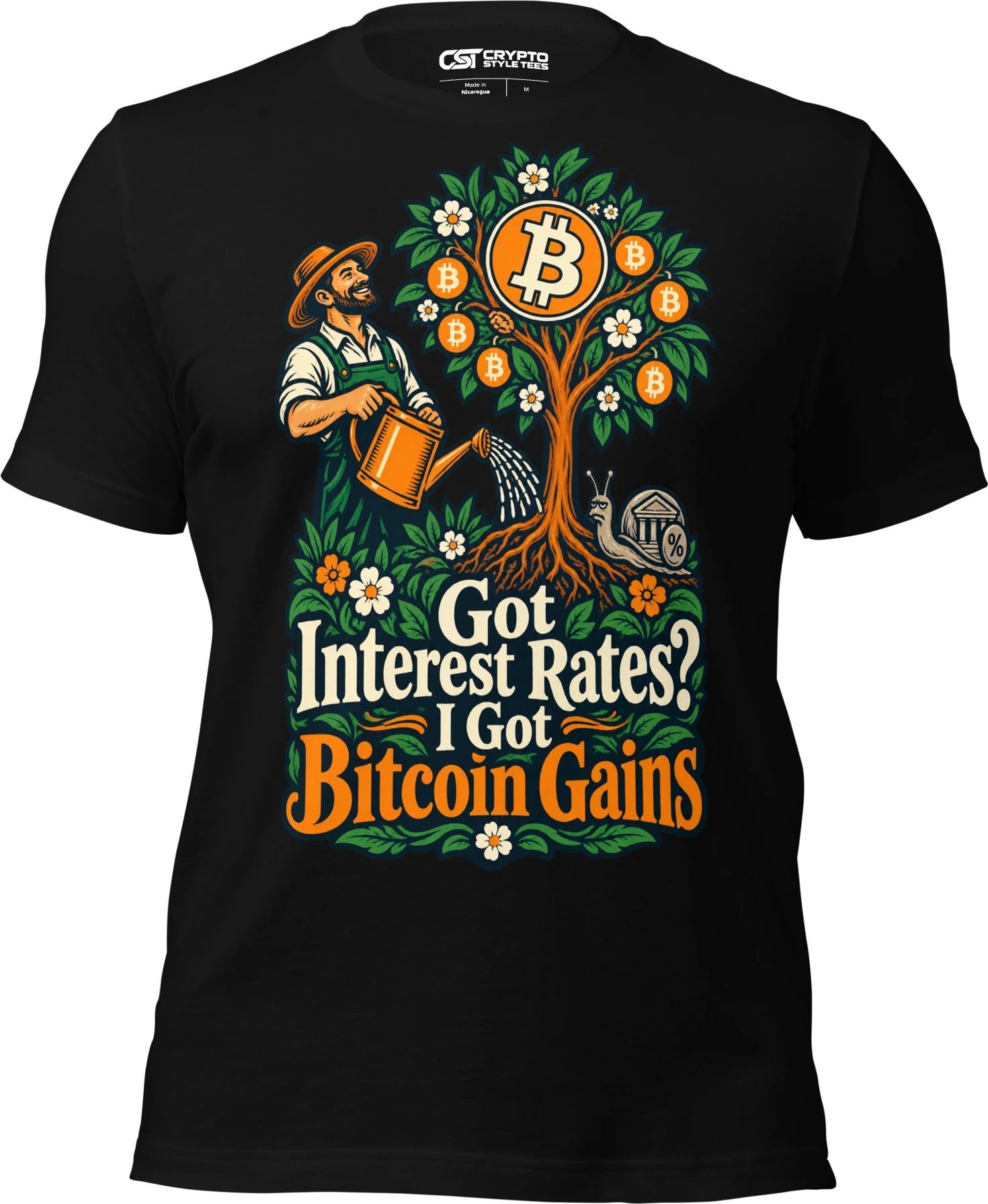 Got Interest Rates? I Got Bitcoin Gains T Shirt in Black
