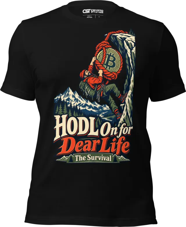 HODL On for Dear Life The Survival T Shirt in Black