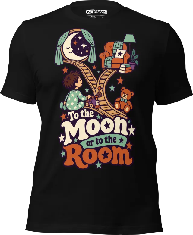 To the Moon or to the Room T Shirt in Black
