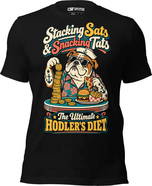 Stacking Sats & Snacking Tats The Ultimate Hodler’s Diet T Shirt in Black