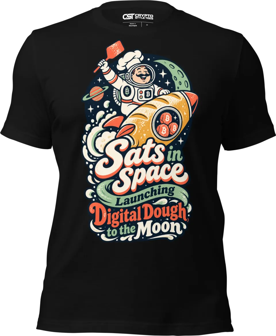 Sats in Space Launching Digital Dough to the Moon T Shirt