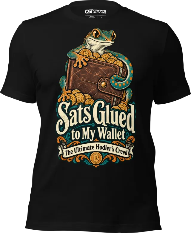 Sats Glued to My Wallet The Ultimate Hodler’s Creed T Shirt in Black