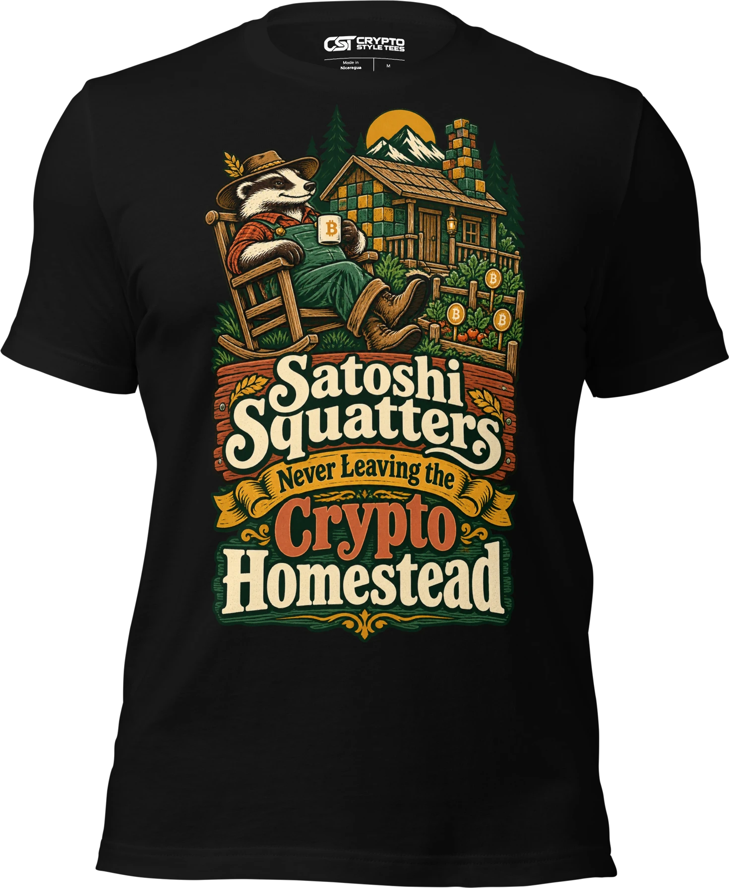 Satoshi Squatters Never Leaving the Crypto Homestead T Shirt