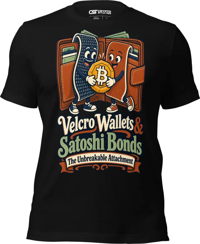 Velcro Wallets & Satoshi Bonds The Unbreakable Attachment T Shirt in Black