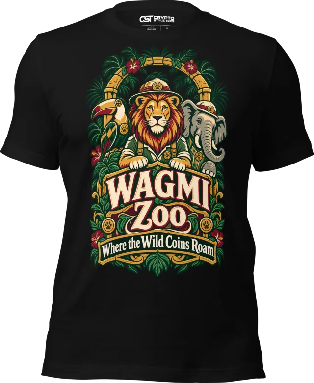 WAGMI Zoo Where the Wild Coins Roam T Shirt in Black