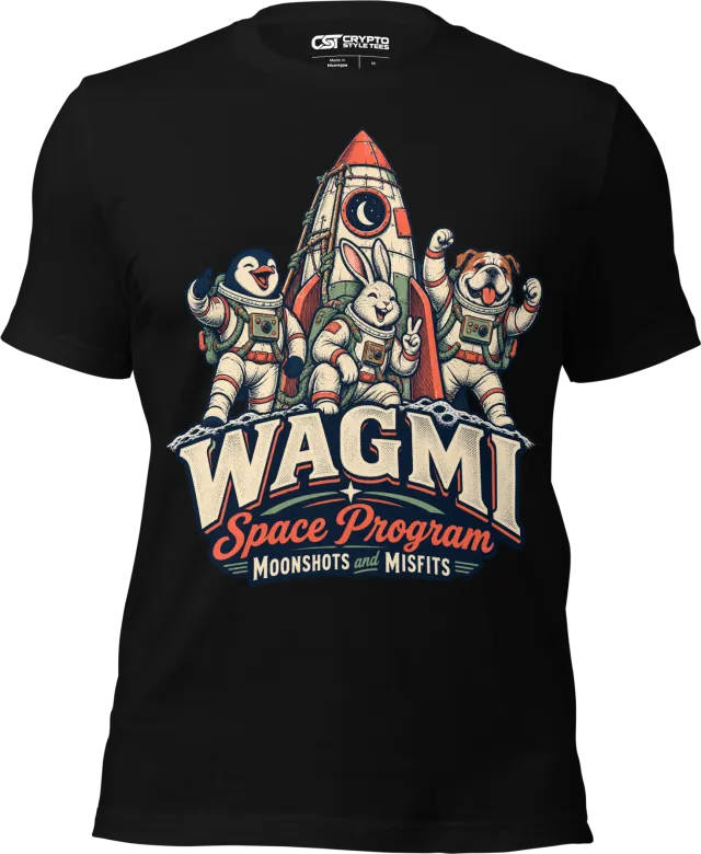 WAGMI Space Program Moonshots and Misfits T Shirt in Black