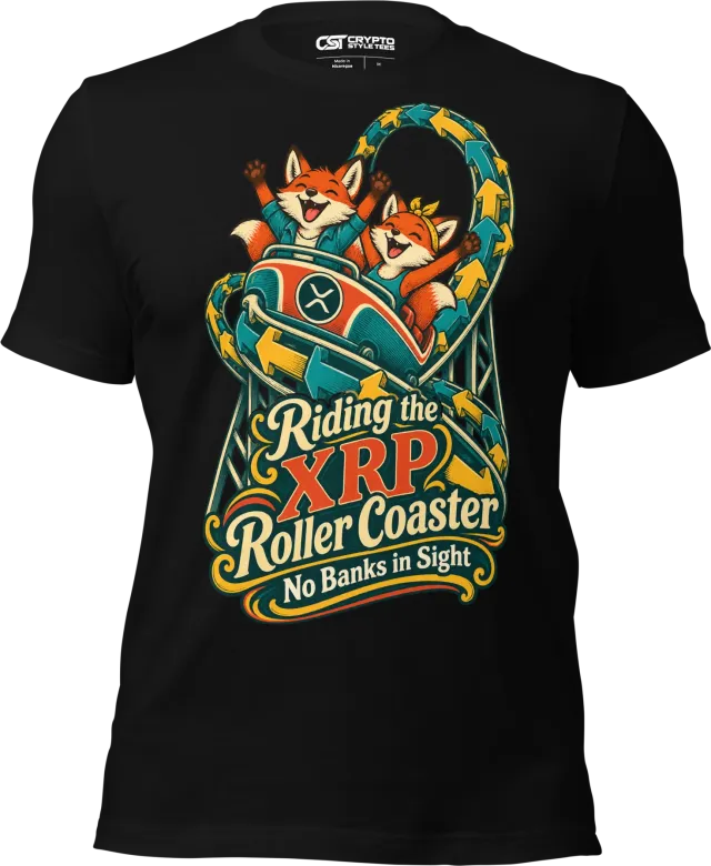Riding the XRP Roller Coaster No Banks in Sight T Shirt in Black