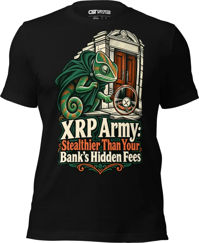 XRP Army: Stealthier Than Your Bank’s Hidden Fees T Shirt in Black